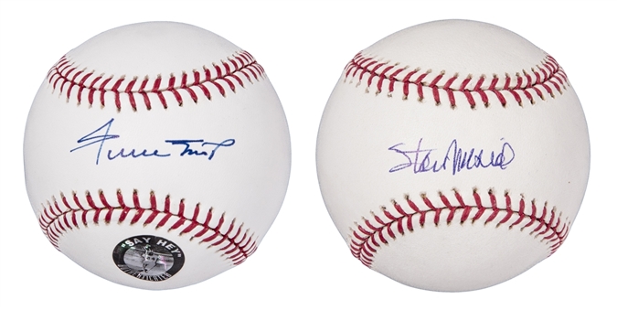 Lot of (2) Willie Mays & Stan Musial Single Signed OML Selig Baseballs (Steiner)